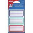 Apli Agipa - 9 Étiquettes scolaires cadre et lignes bleus, rouges, verts - 81 x 36 mm - réf 111981