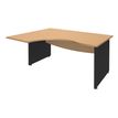 Bureau compact à gauche DUAL - L160 cm - Pieds Anthracite - plateau imitation Hêtre (Pieds de renfort ou caisson bout de bureau obligatoire à rajouter - non inclus)